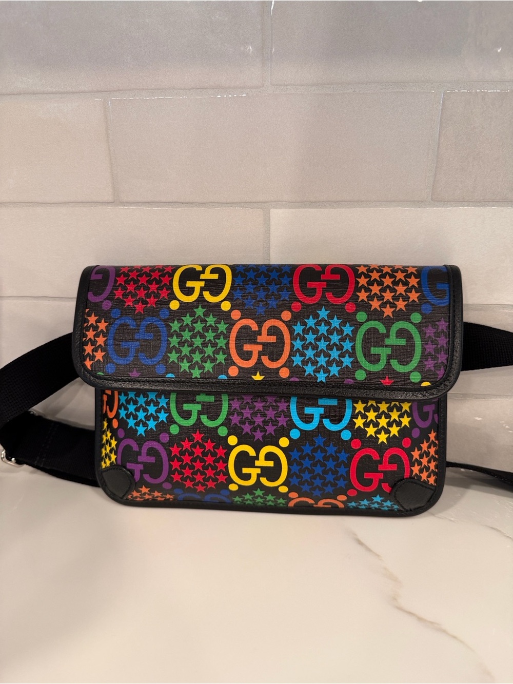 Gucci GG Psychedelic Waist/ Crossbody Bag 598113 Black Men’s